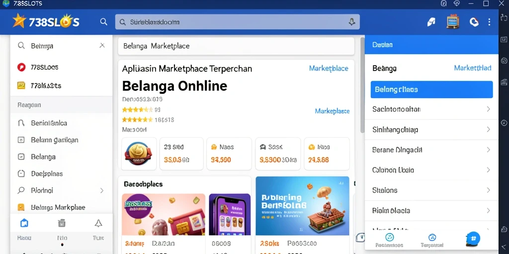 Tampilan antarmuka utama aplikasi 738SLOTS yang menarik dan fungsional.