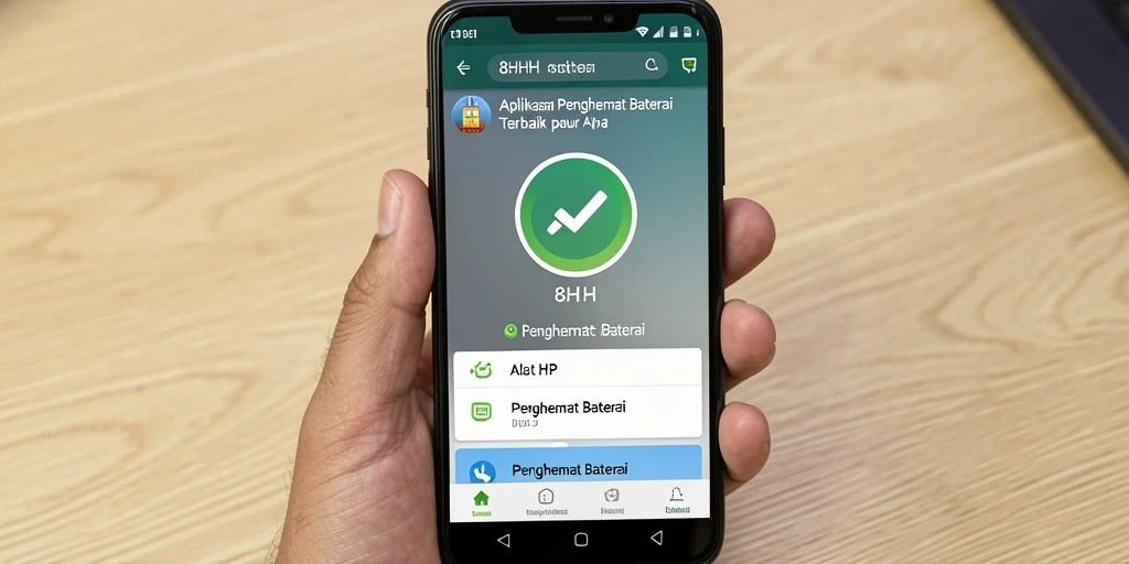 Antarmuka sederhana dan fungsional dari aplikasi Penghemat Baterai 8HHH.