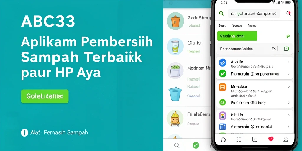 Tampilan utama aplikasi ABC33 dengan fitur pembersih sampah yang lengkap.
