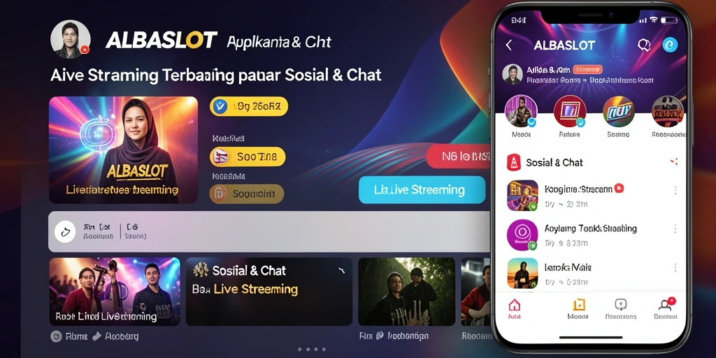 Tampilan antarmuka pengguna aplikasi Live Streaming ALBASLOT yang atraktif.