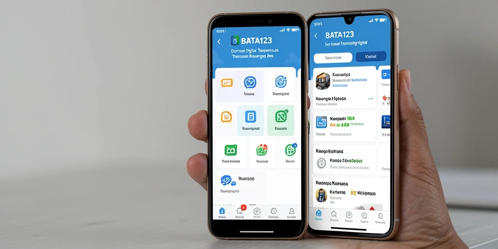 Tampilan antarmuka aplikasi BATA123 yang modern dan user-friendly.
