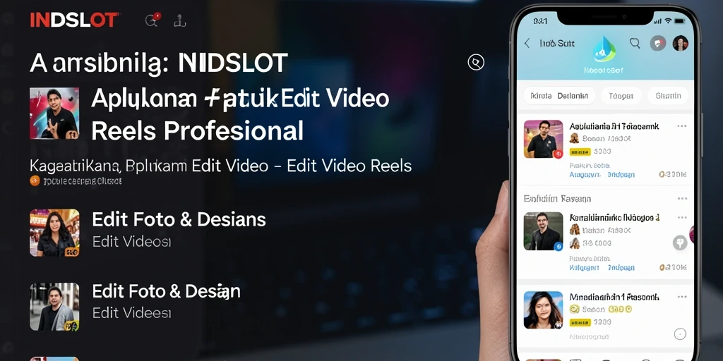 Antarmuka pengguna INDSLOT untuk editing video Reels dengan berbagai fitur.