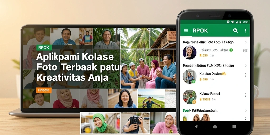 Tampilan antarmuka pengguna RPOK dengan fitur kolase foto yang menarik.